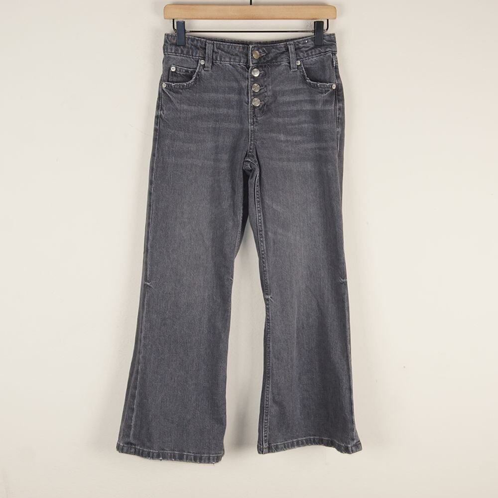 Zara Black Wide Leg Flared Jeans Adjustable Waist Girls Sz 11 - 12 Years